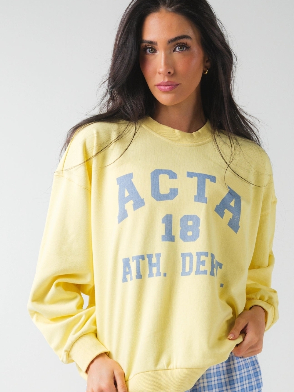NWT ACTA Boyfriend Crewneck Lemon Tide & Azure XS